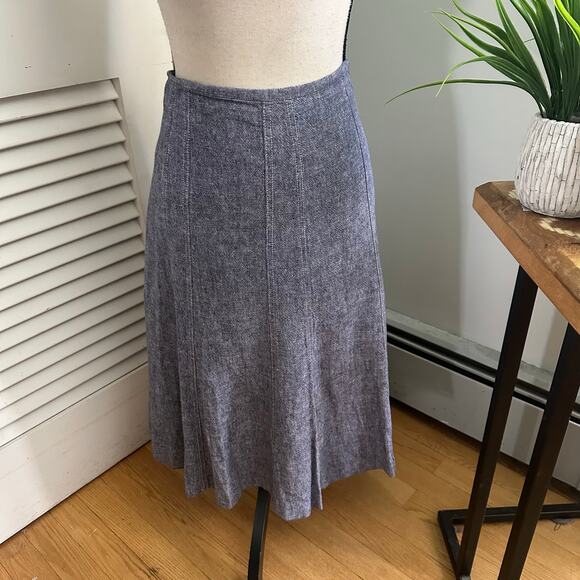 GILANI Skirt Womens 16 Blue Linen Blend Midi A-Line Minimalist Bohemian Chic - Picture 1 of 10